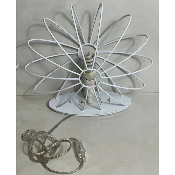 Two Italian AXO Fan Caged Light Fixture Desktop Tabletop Electric Bulb White - Picture 2 of 10